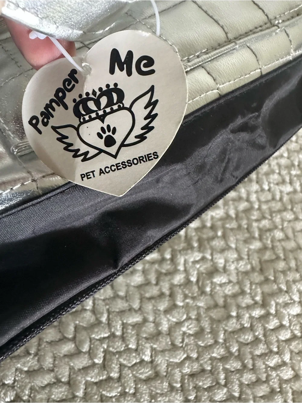 Breathable Silver And Black Mesh Dog Carrier